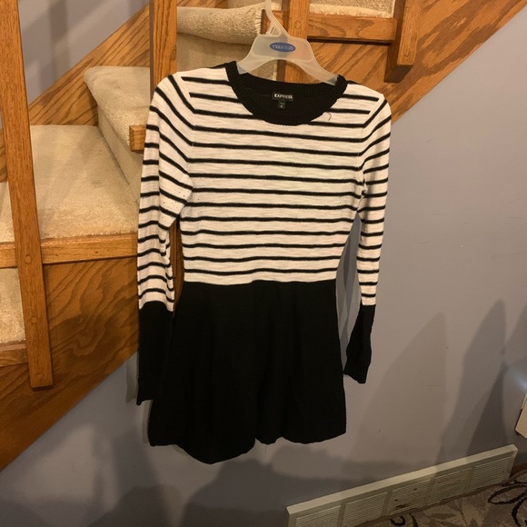Express Black and White Knit Dress M - Picture 4 of 6